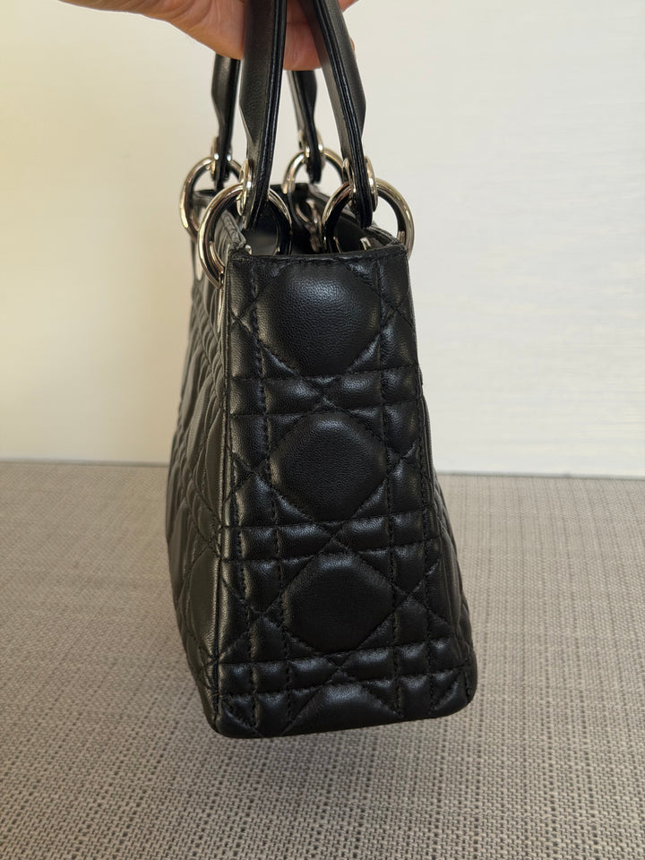 DIOR Lady Dior Mini Vintage Black Lambskin Silver hardware SHW 2006