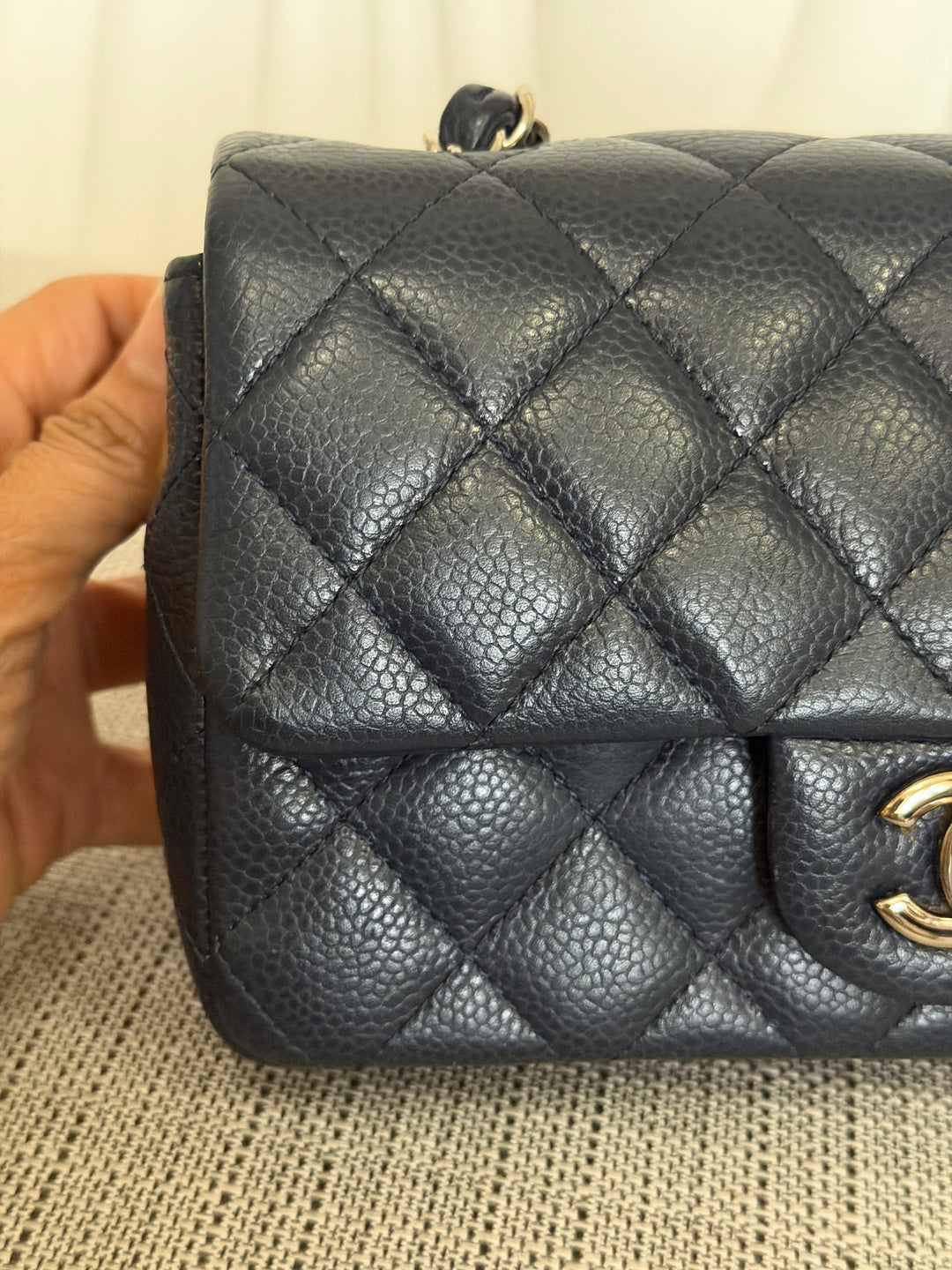 CHANEL series 19 Navy Caviar SHW Mini Rectangular Flap Bag 2014