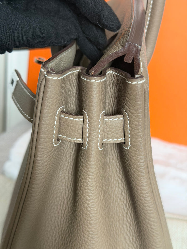 Hermès Etoupe Togo Leather PHW Birkin 30 Stamp A 2017