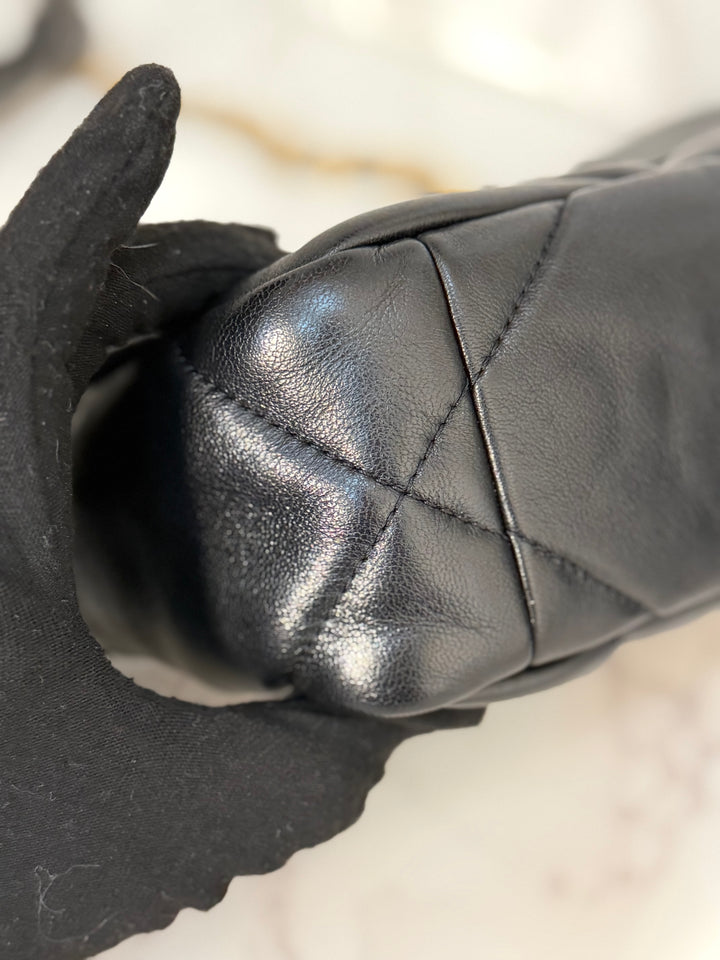 CHANEL 19 Size Small series 31 2020/2021 Black Lambskin Mixed HW Top Handle Flap Bag