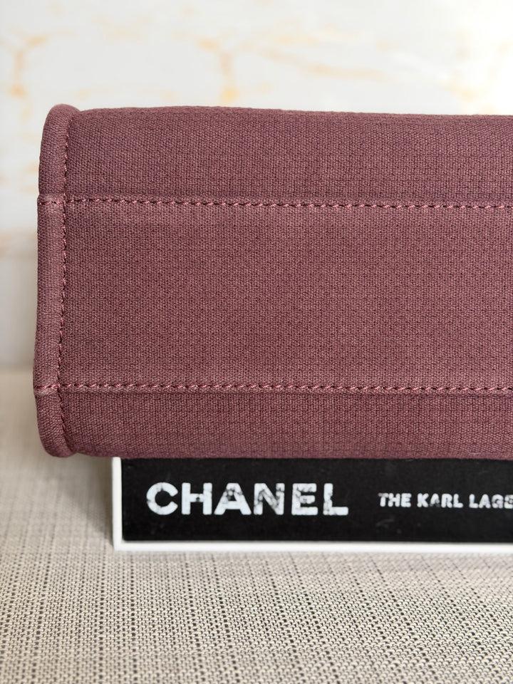 Chanel Burgundy Tweed Deauville Tote with Leather top handle size SMALL 13 inches 2024