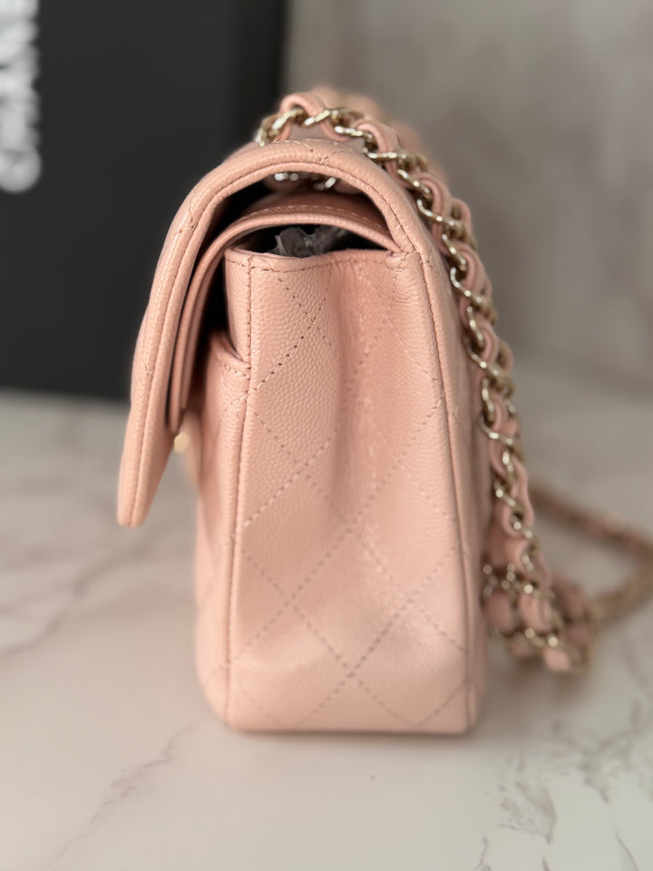 CHANEL 21C 2021 Rose Clair Caviar LGHW Medium ML 11.12 Timeless Classic Double Flap Bag