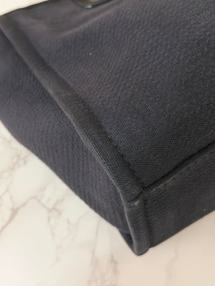 CHANEL 22B 2022 Black Tweed Deauville Tote size Small with Top Handle LGHW and Detachable Pouch