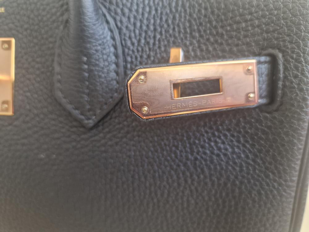 HERMES Noir/Black Togo Leather RGHW Birkin 30 Stamp D 2019