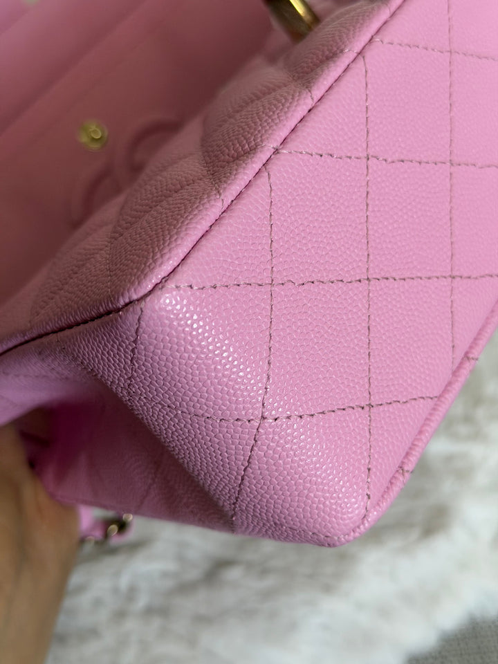 CHANEL 23P Mauve Pink Caviar Small Timeless Classic Double Flap Bag 2023