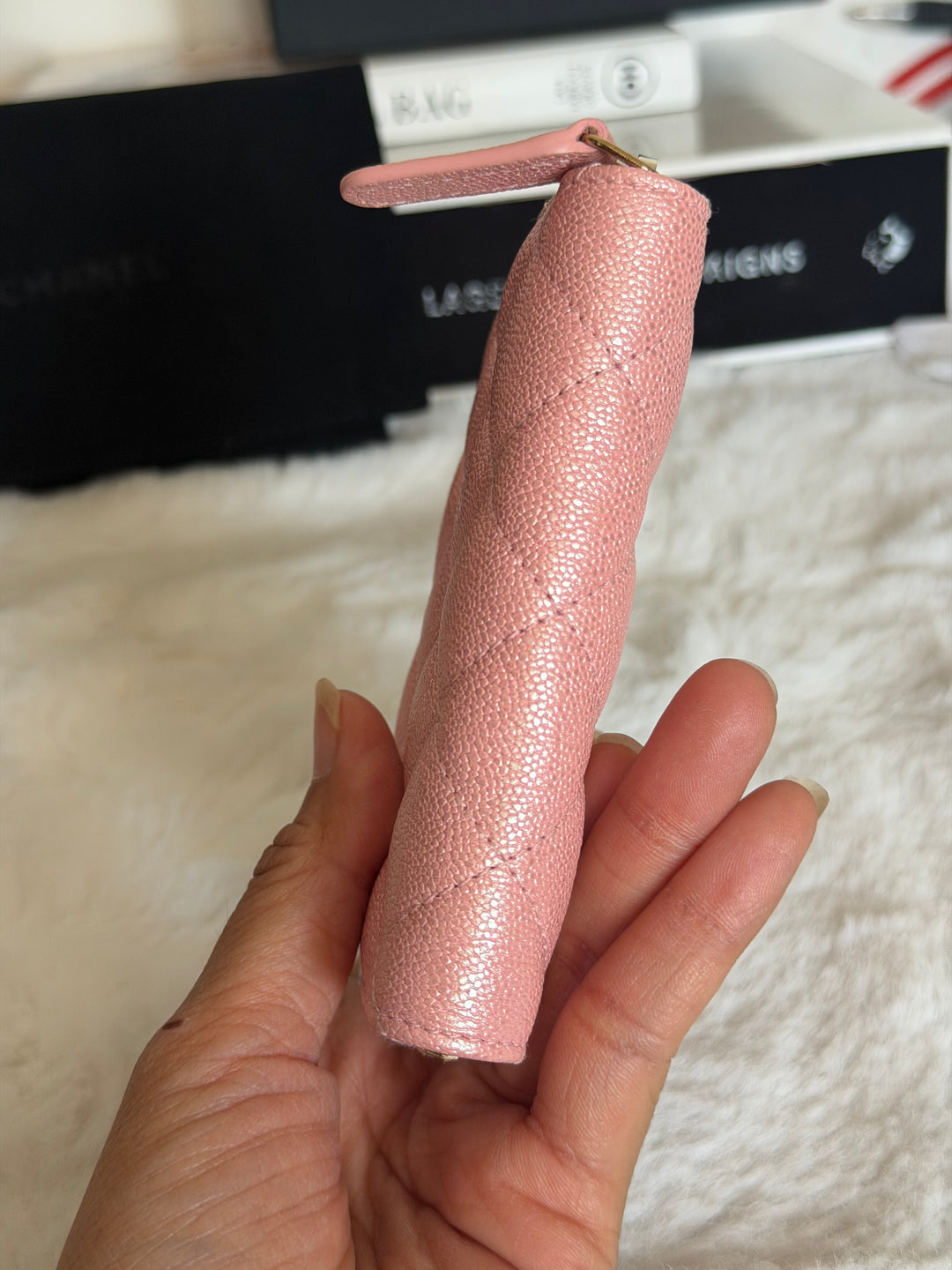 CHANEL 19S iridescent pink caviar LGHW Zippy Coin Purse series 27 2019