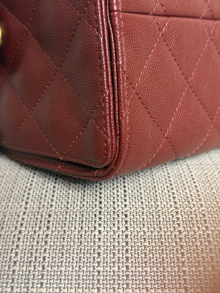CHANEL 25A Burgundy Caviar Aged GHW 25 Hobo Bag Size SMALL