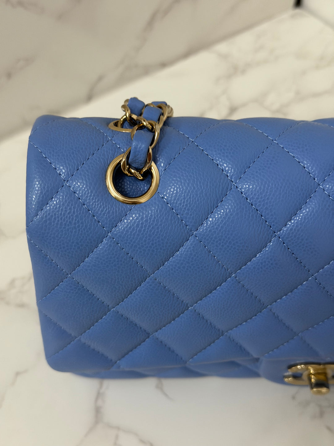 CHANEL 25C 2025 Periwinkle Blue Caviar LGHW Medium ML Timeless Classic Double Flap Bag