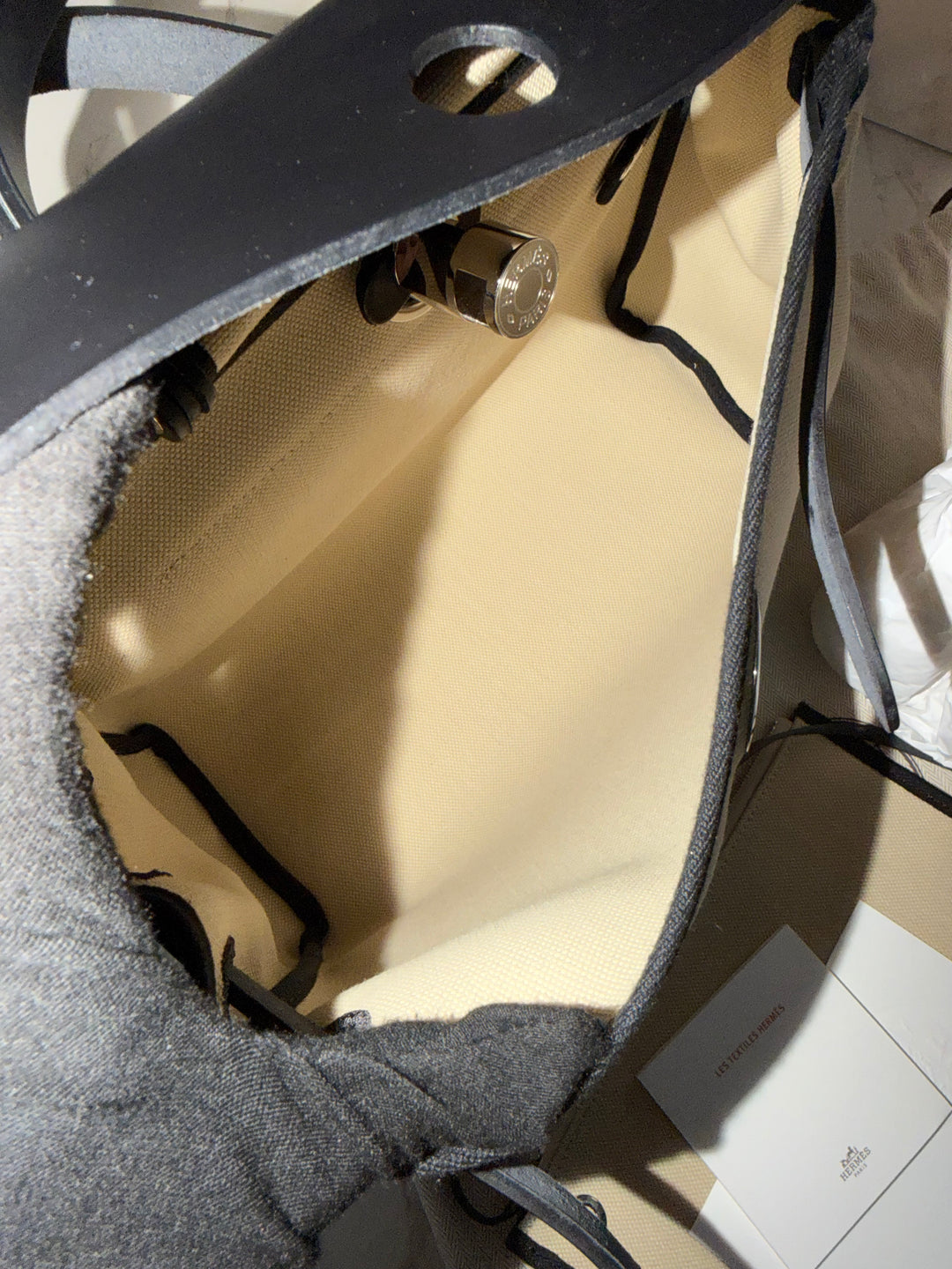 Hermes Herbag Zip 31 Bag in Noir/Beton Palladium Hardware