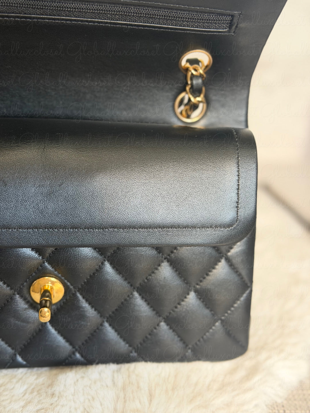 CHANEL Black Lambskin GHW SMALL Timeless Classic Double Flap Bag 2022 Microchipped