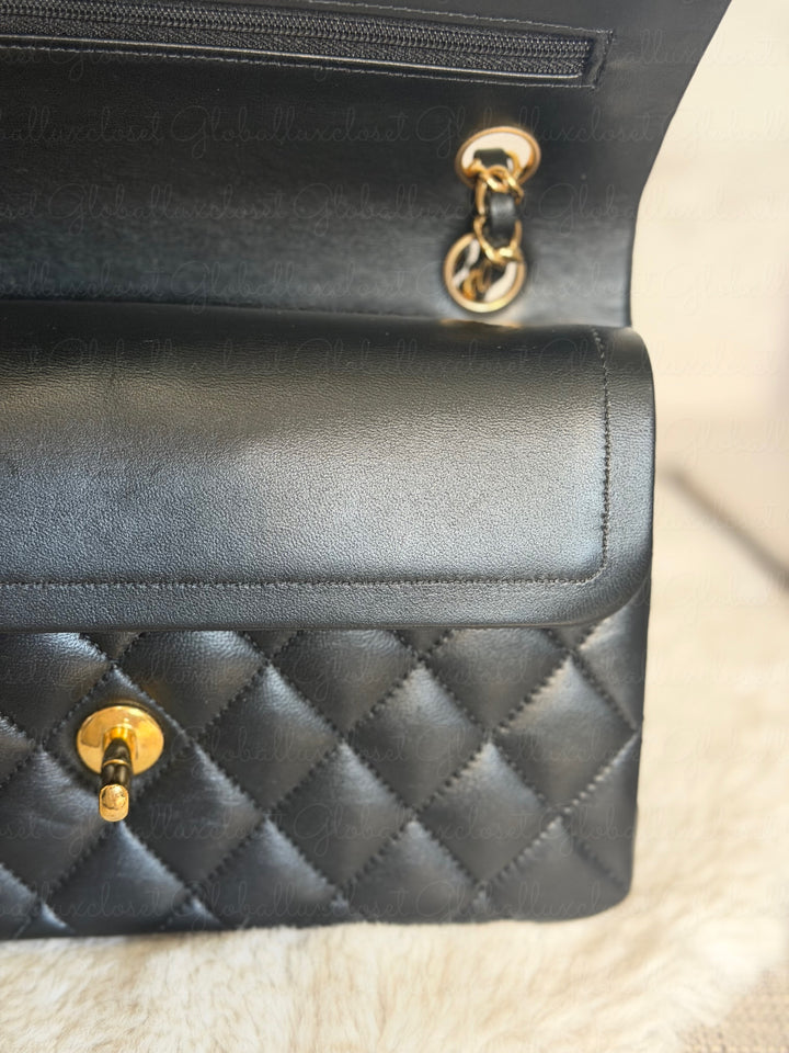 CHANEL Black Lambskin GHW SMALL Timeless Classic Double Flap Bag 2022 Microchipped