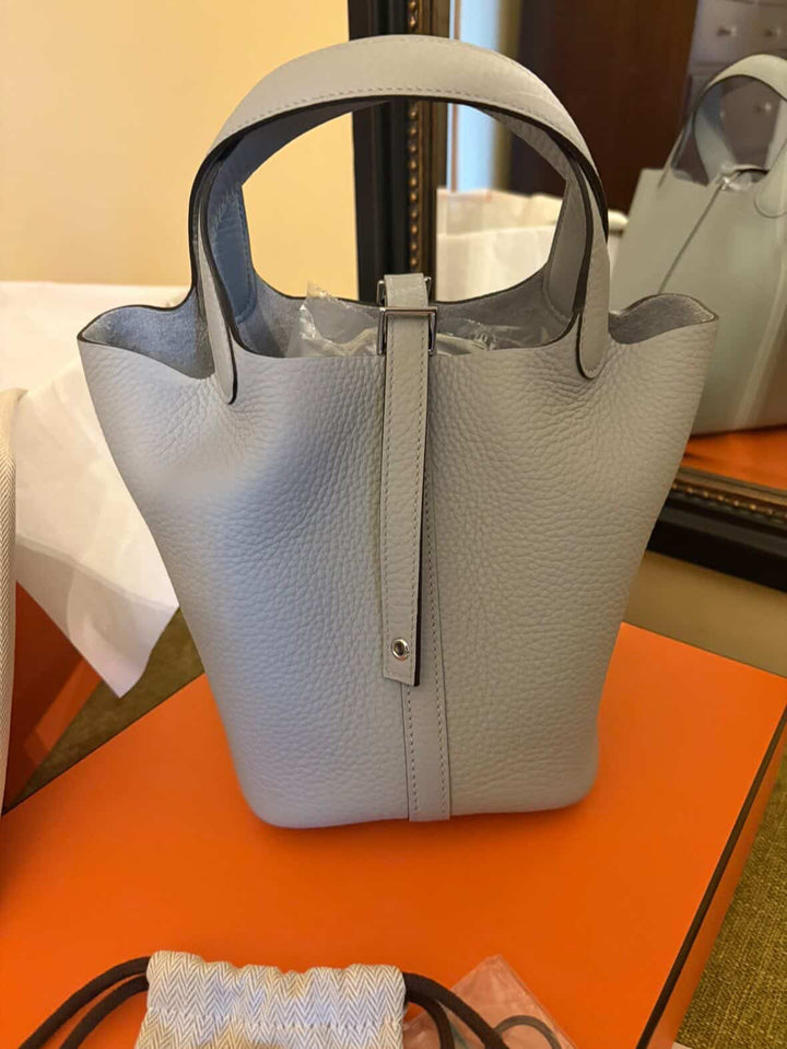Hermès Picotin 18 in Blue Glacier with palladium hardware