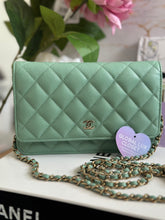 Load image into Gallery viewer, Chanel 23P Tiffany Green Caviar LGHW Classic Wallet on Chain (WOC)
