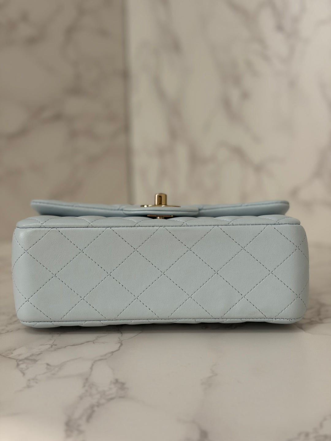 CHANEL 25S collection 2025 Light Baby Blue Lambskin LGHW Mini Rectangular Flap Bag