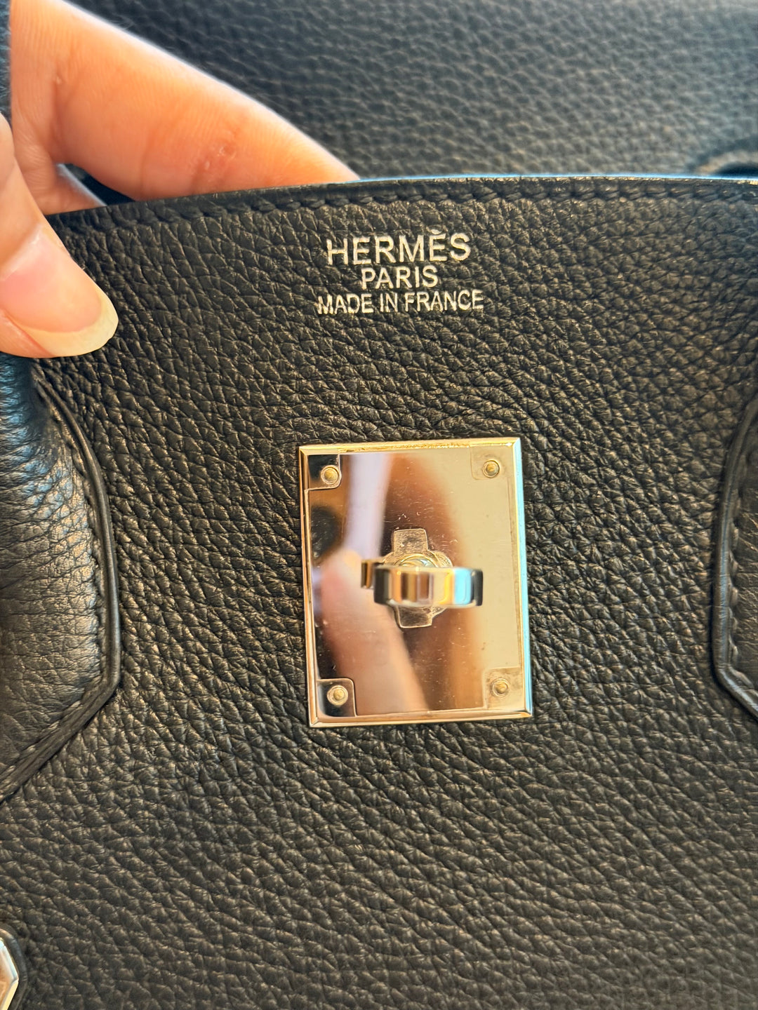 HERMÈS Black Noir Togo Leather PHW Birkin 35 Stamp M in Sq
