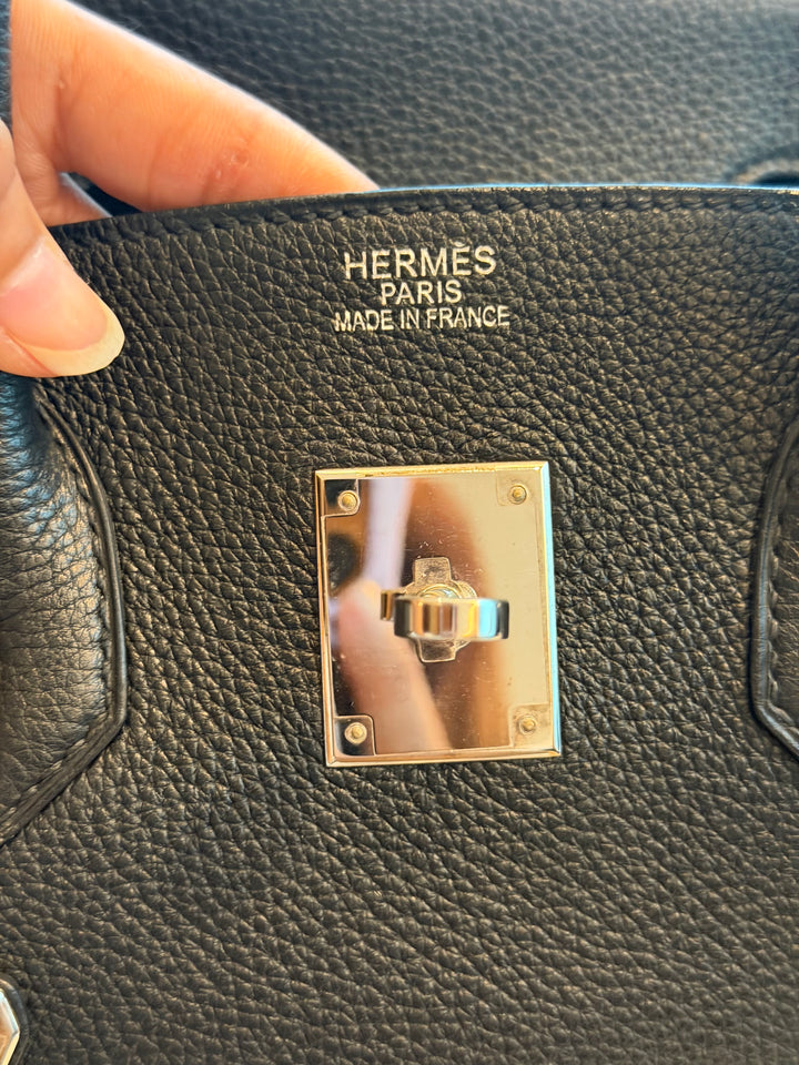 HERMÈS Black Noir Togo Leather PHW Birkin 35 Stamp M in Sq
