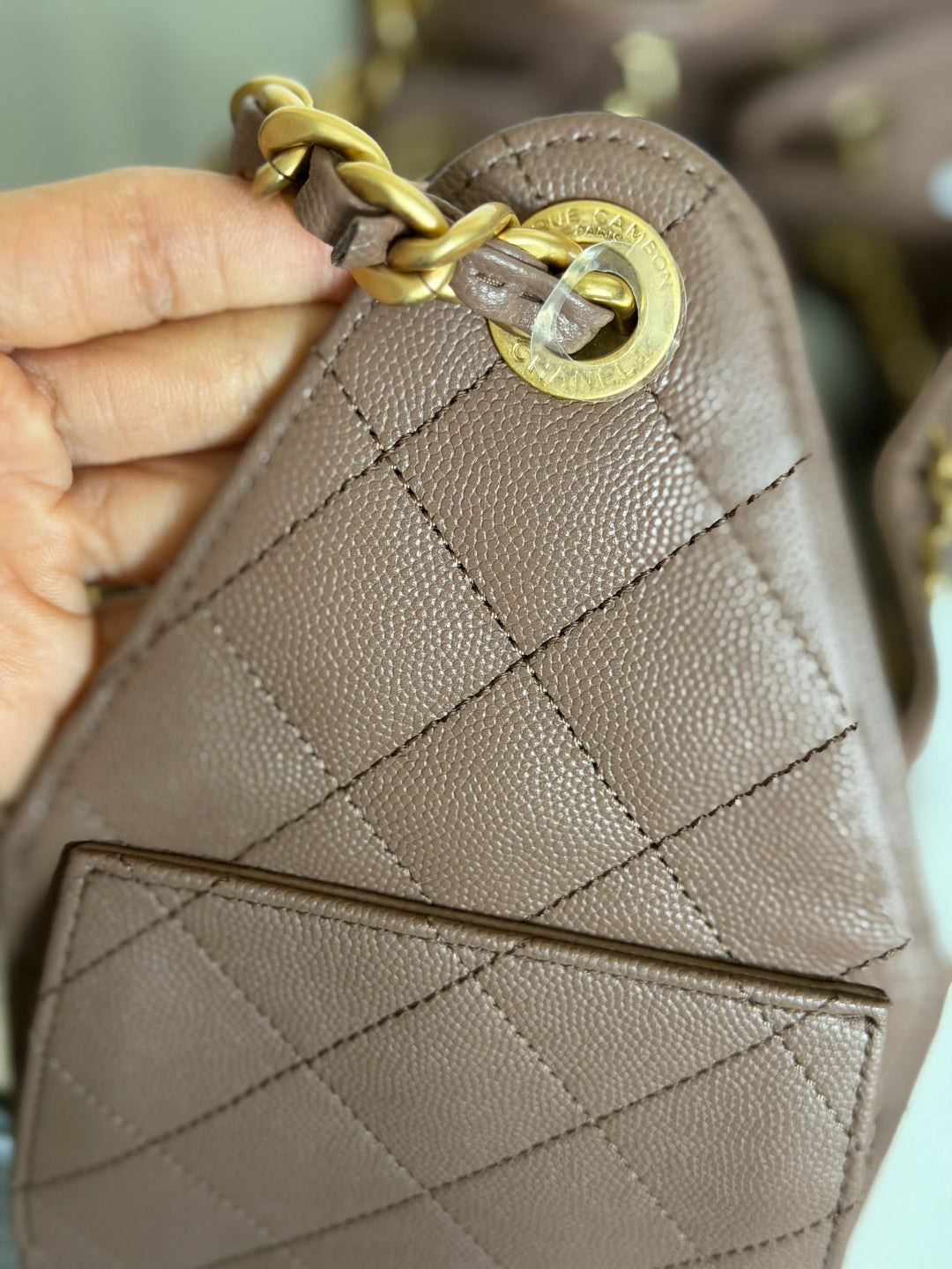 CHANEL 26P collection Brown Caviar 25 Hobo Bag Aged GHW Size SMALL