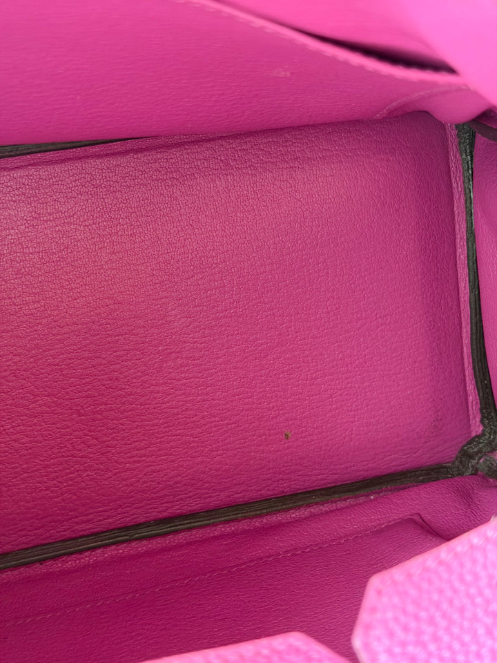 HERMÈS Rose Pourpre Togo Leather PHW Birkin 25 stamp C 2017