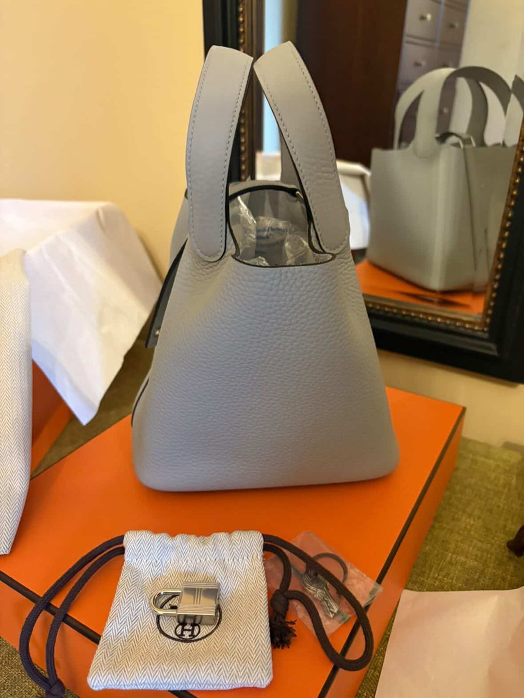 Hermès Picotin 18 in Blue Glacier with palladium hardware