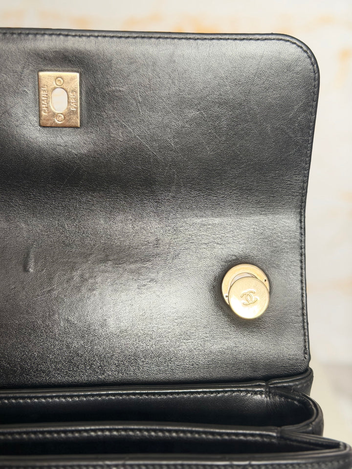 CHANEL Black Lambskin LGHW Trendy CC Flap Bag size SMALL with Non detachable Shoulder strap 2023
