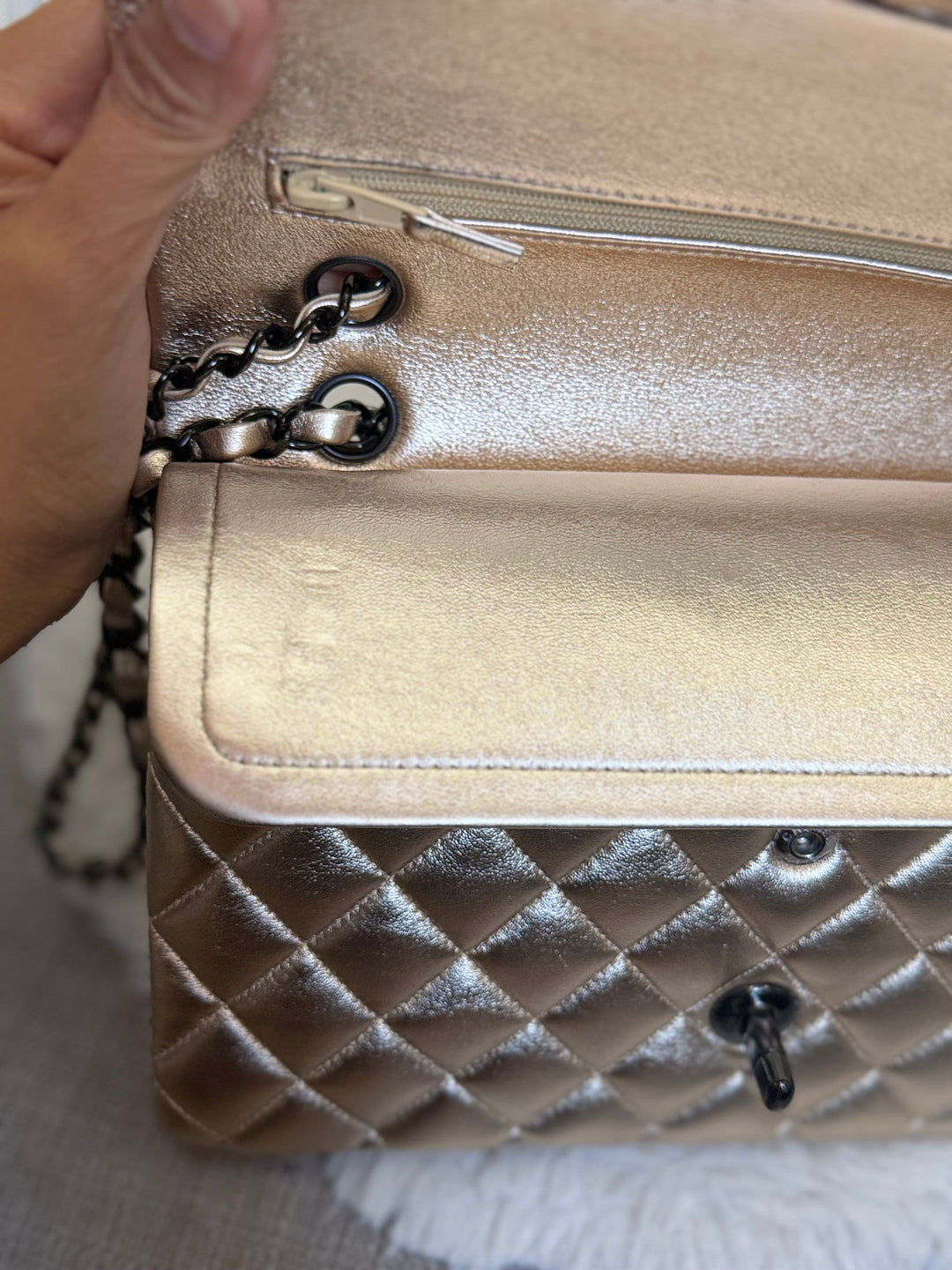 CHANEL series 31 Gold Metallic Lambskin So Black Hardware Medium ML timeless Classic Double Flap Bag 2020/2021