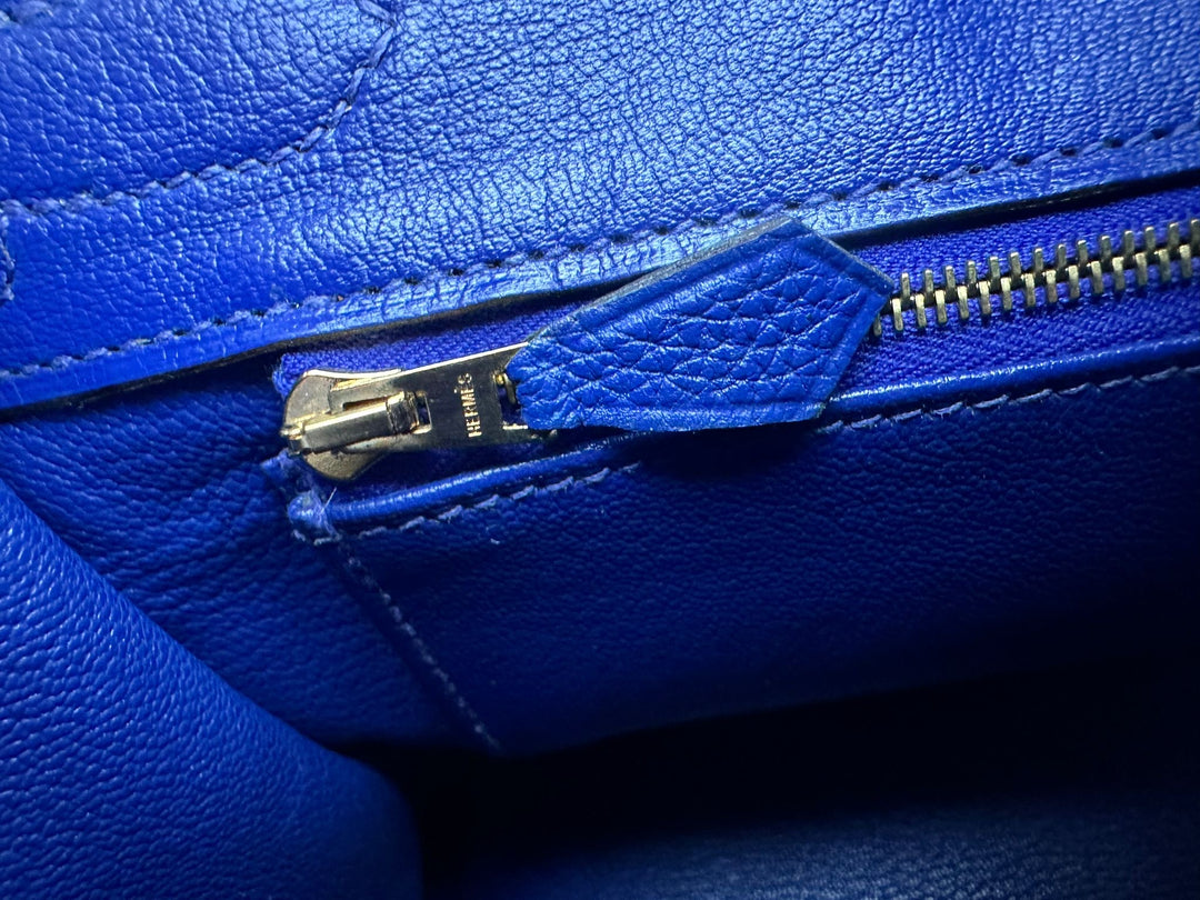 Hermes Birkin 30 Bleu Electric Togo Leather GHW Stamp T 2015 Bag