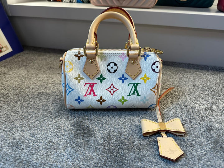 LOUIS VUITTON Murakami TM Multicolored Nano Speedy in White