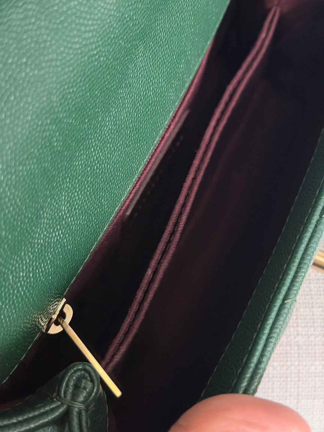 CHANEL series 26 Forrest Dark Green Caviar Chevron Aged GHW Coco Handle Size SMALL 24 cms 2018