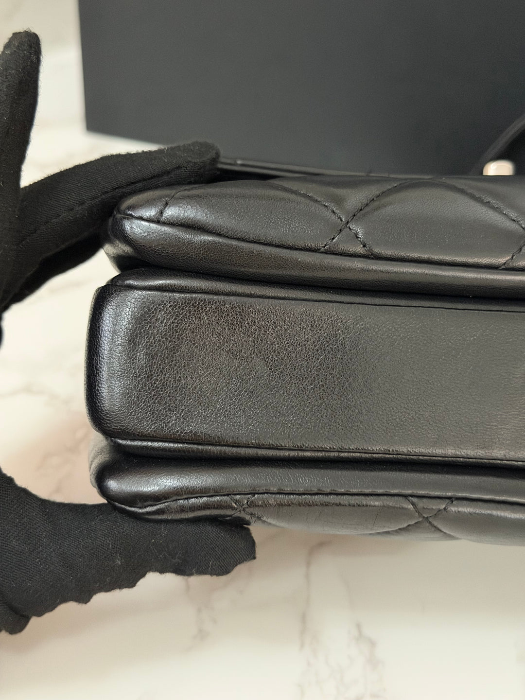 CHANEL series 24 Black Lambskin Silver HW Trendy CC Top Handle Flap Bag with Top Handle and detachable chain