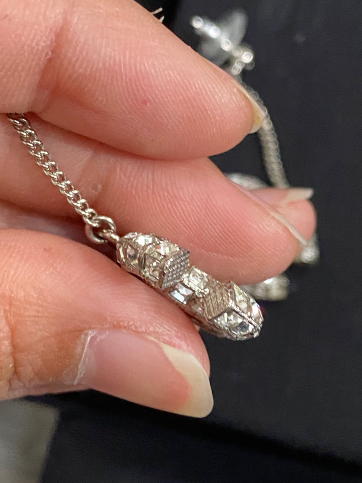 Chanel Crystal Earrings Silver Hardware