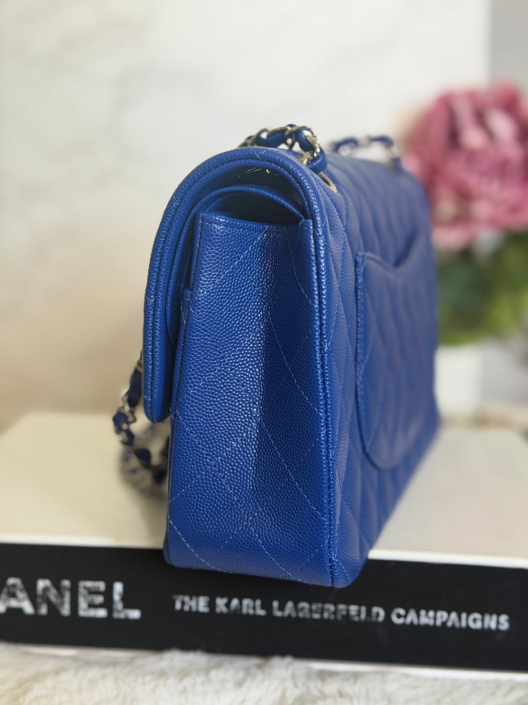 CHANEL Dark Blue Caviar SHW Medium ML Classic Timeless Double Flap Bag 21K collection 2021