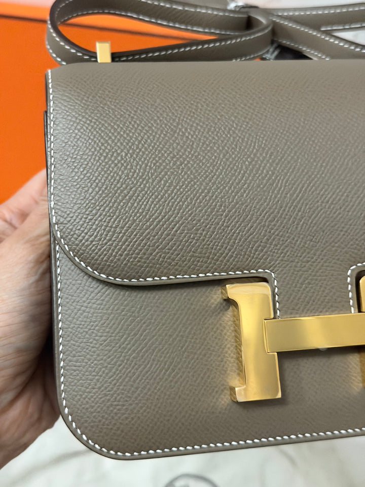 Hermes Constance 18 Etoupe Epsom Leather GHW Flap Bag Stamp D 2019