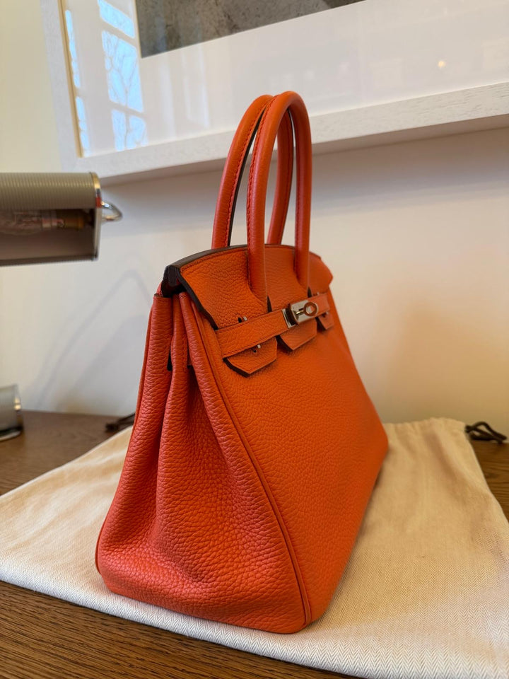 HERMES Birkin 30 Orange Togo Leather PHW