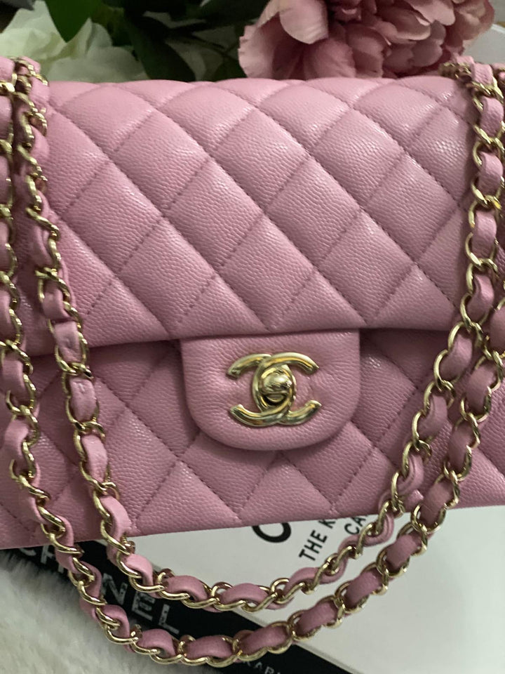 CHANEL 22S 2022 Dark Pink Caviar LGHW Medium ML Timeless Classic Double Flap Bag