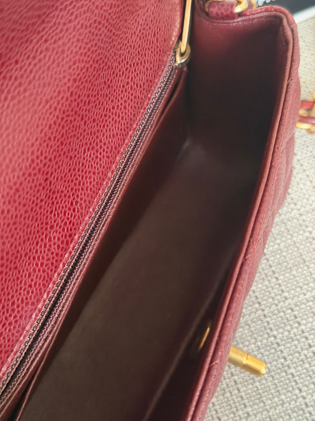 CHANEL series 21 15B collection Burgundy Caviar GHW Mini Rectangular Flap Bag 2015 RARE