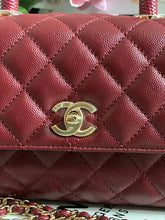 Load image into Gallery viewer, Chanel 21A 2021 Fall/Winter collection Burgundy caviar LGHW Coco Handle Flap Bag size Small with detachable Shoulder Strap
