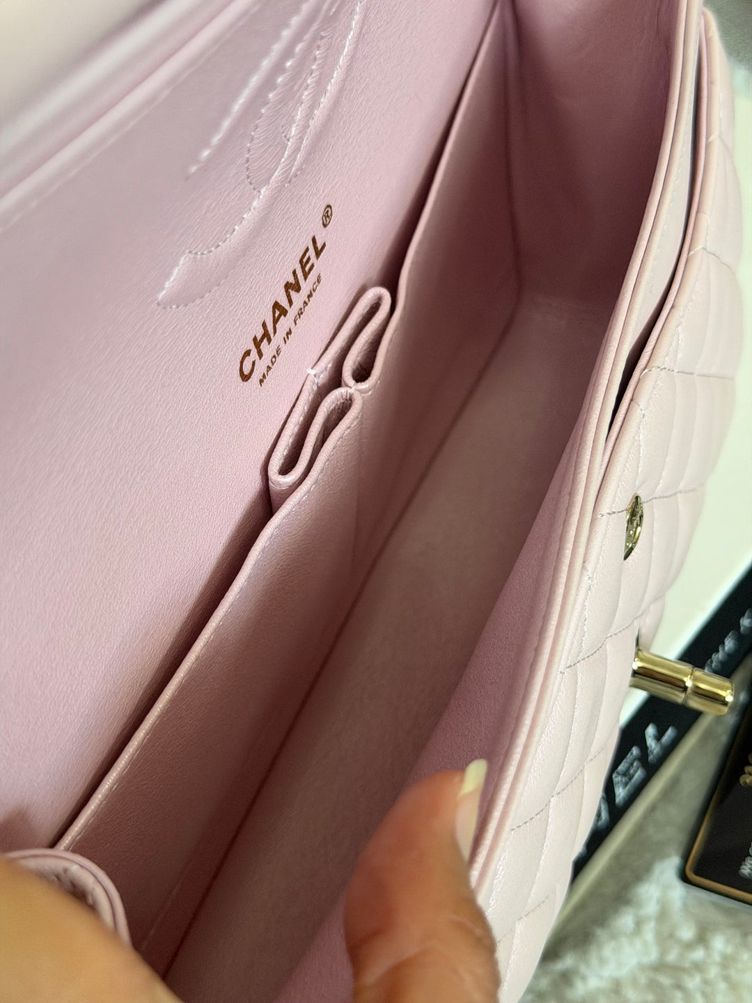 CHANEL 21S iridescent Pink Calf Skin LGHW Medium ML Timeless Classic Double Flap Bag series 31 2021