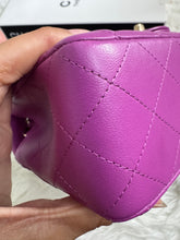Load image into Gallery viewer, Chanel 21C 2021 Cruise Collection Purple Lambskin Champagne GHW Mini rectangular flap bag

