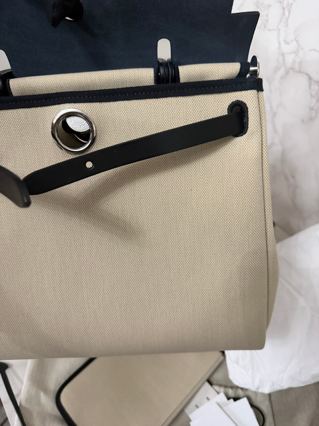 Hermes Herbag Zip 31 Bag in Noir/Beton Palladium Hardware