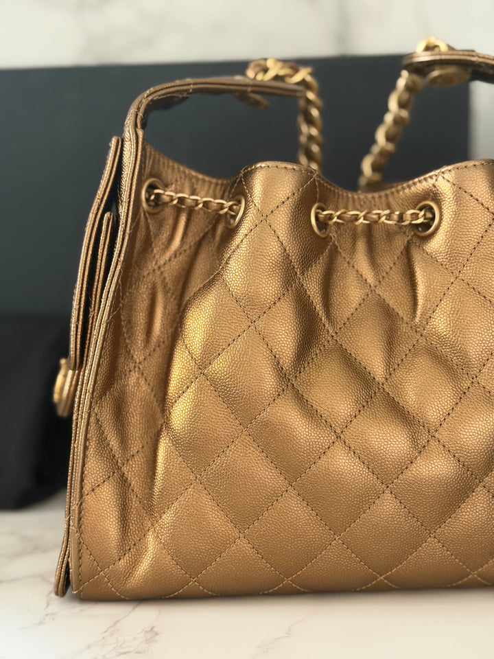 CHANEL 25A 2025 Bronze Caviar aged GHW 25 Hobo Bag size Small