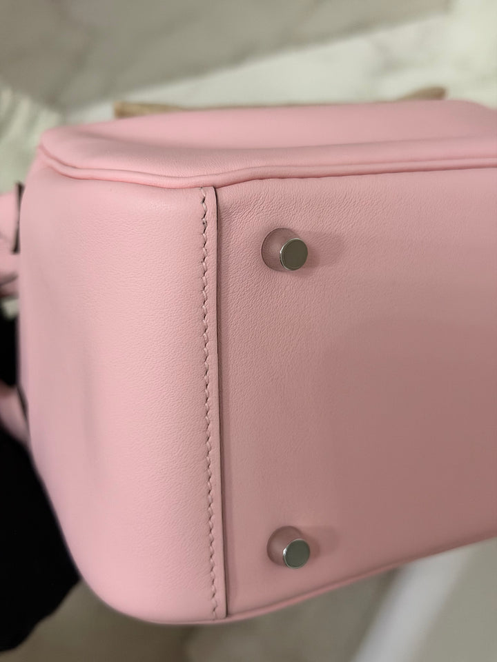 Hermes Mini Lindy Rose Sakura Swift leather PHW Stamp B 2024 *Rare combo*