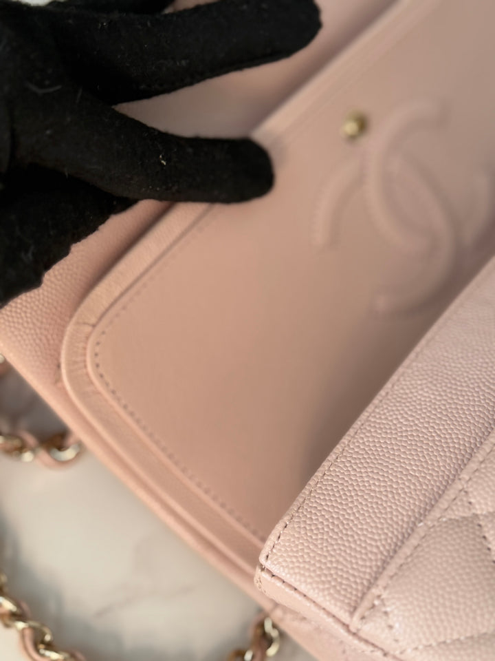 CHANEL 21C 2021 Rose Clair Caviar LGHW Medium ML 11.12 Timeless Classic Double Flap Bag