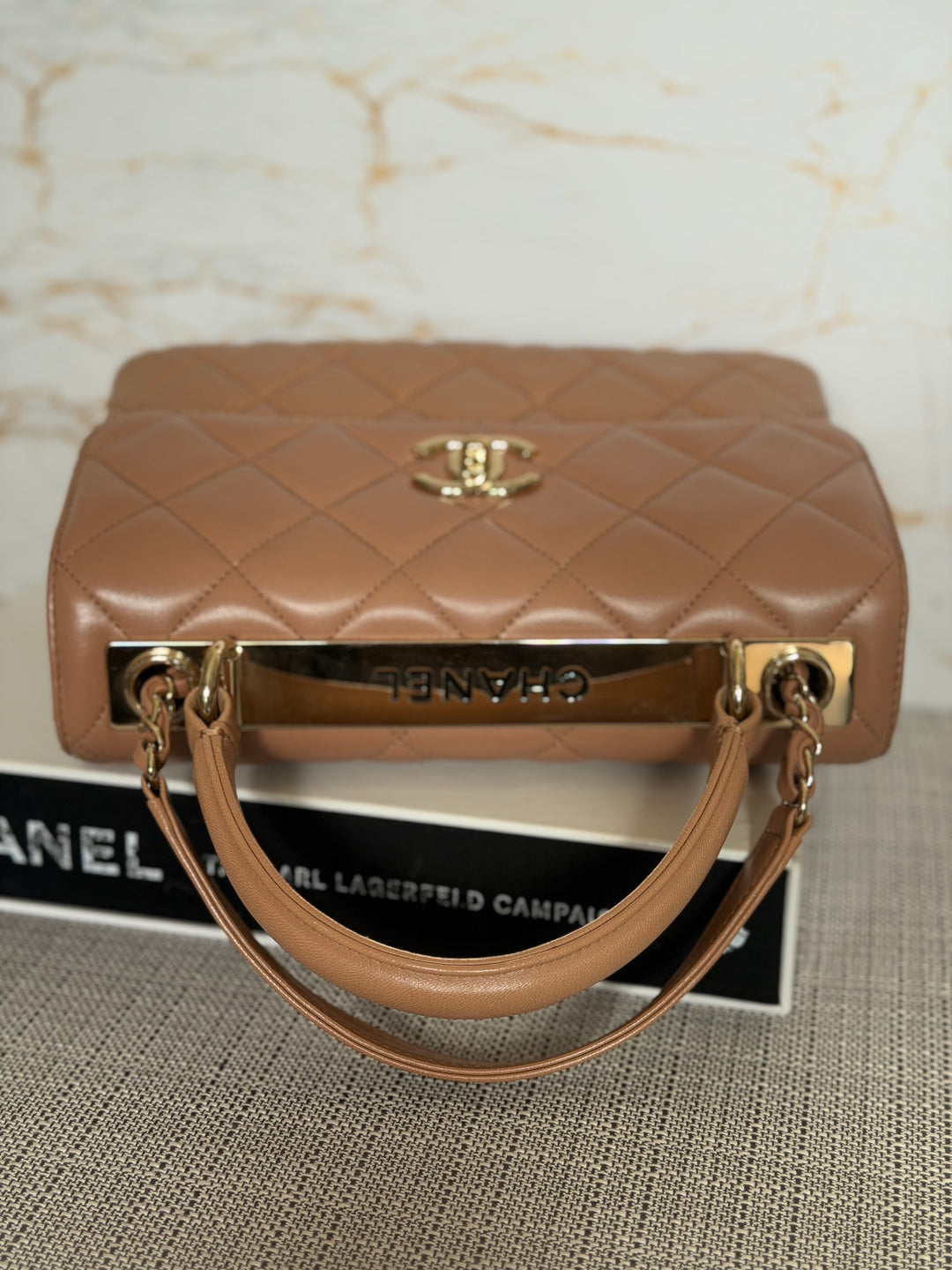 CHANEL series 23 Caramel Dark Beige Lambskin Trendy CC Flap Bag size SMALL with LGHW and detachable strap