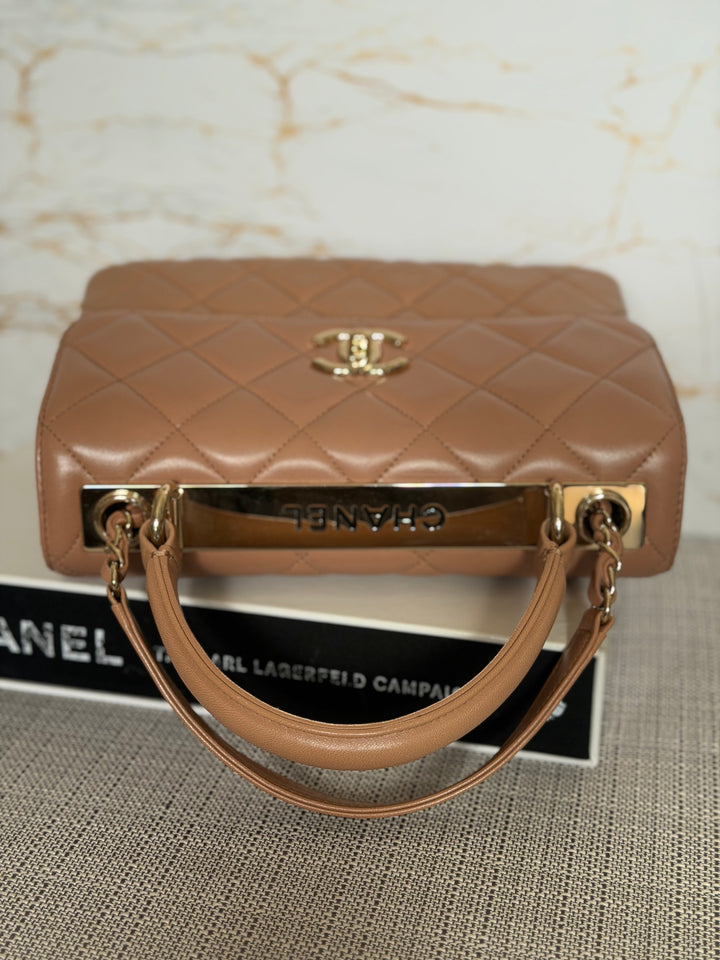 CHANEL series 23 Caramel Dark Beige Lambskin Trendy CC Flap Bag size SMALL with LGHW and detachable strap
