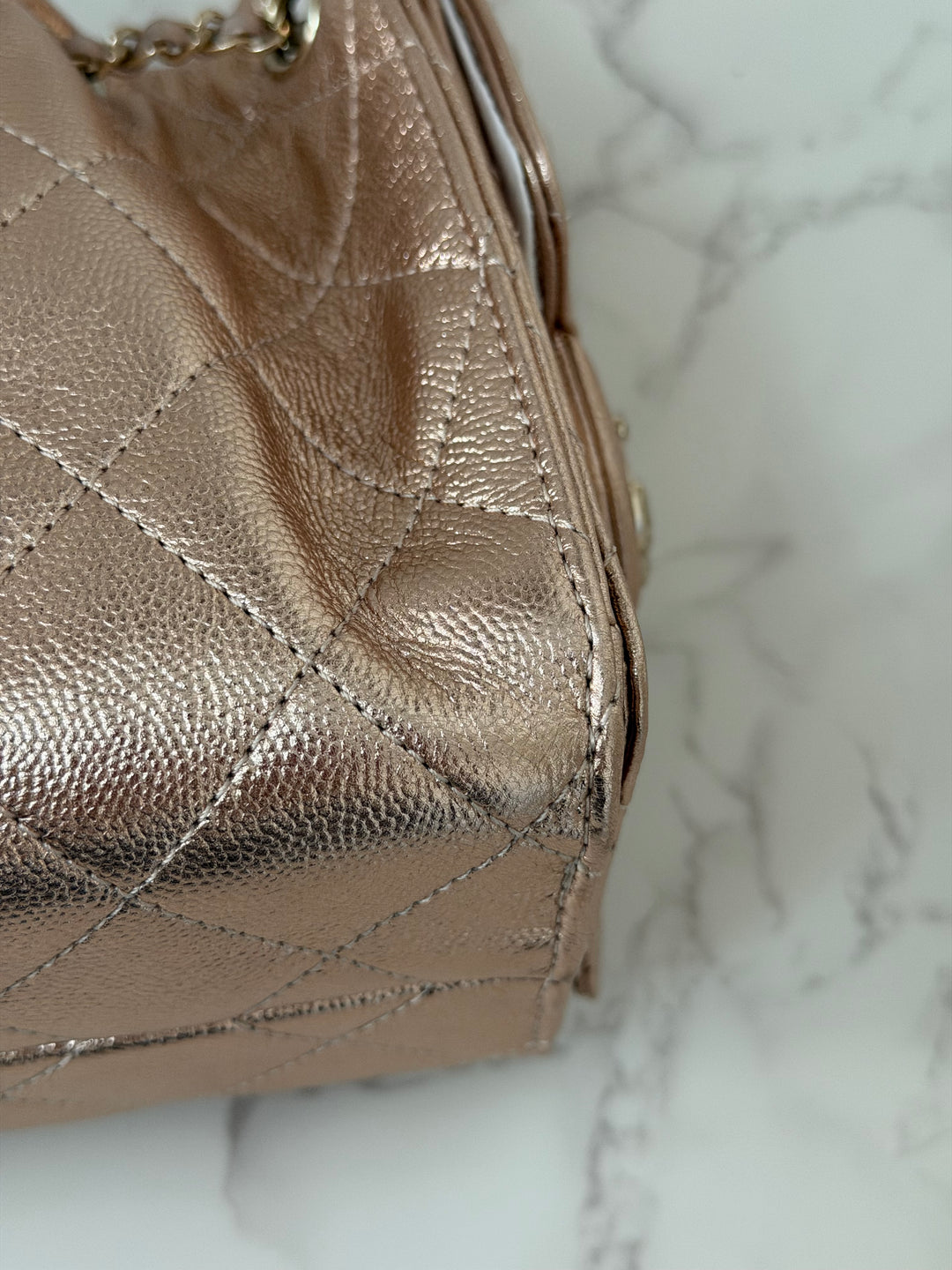 CHANEL 26C collection Mini 25 Hobo Bag in Rose Gold (Copper) Caviar Shiny GHW