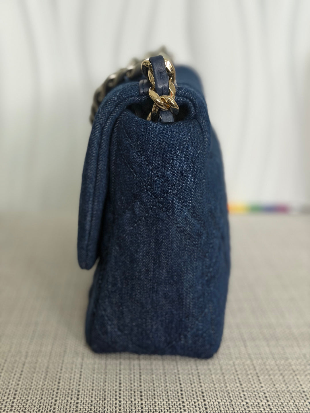 CHANEL 19 size Small Dark Denim SHW Flap Bag with Top Handle