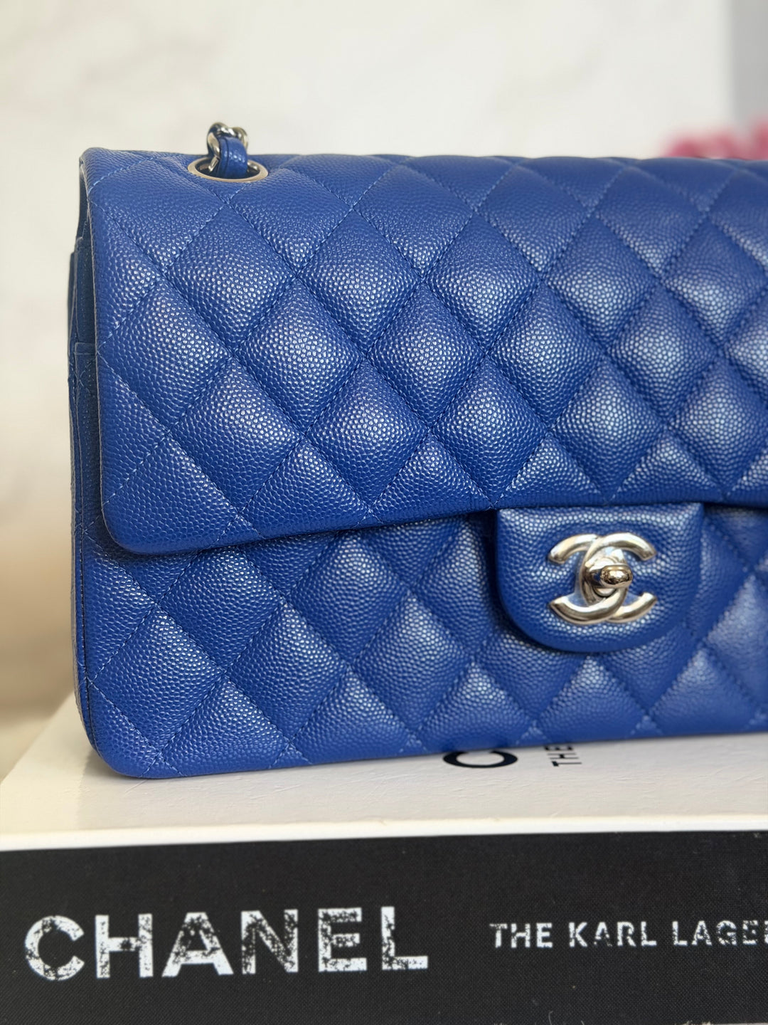 CHANEL Dark Blue Caviar SHW Medium ML Classic Timeless Double Flap Bag 21K collection 2021