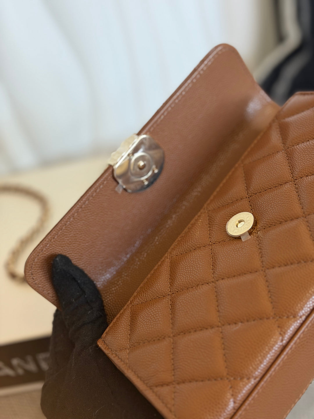 CHANEL 26P Brown Caviar LGHW Top Handle Vanity