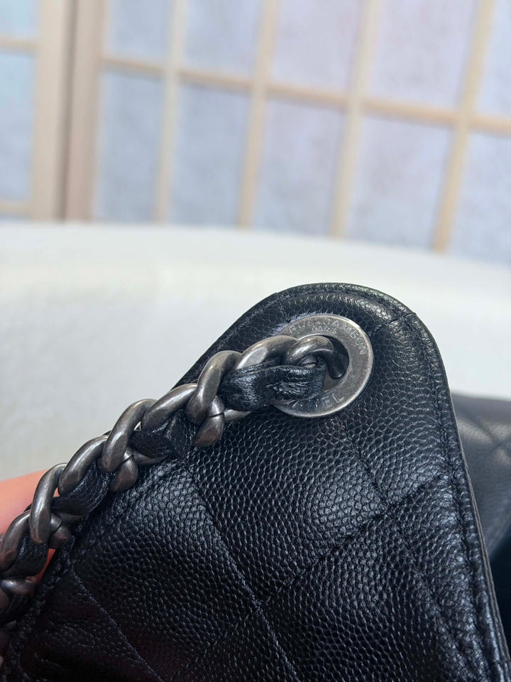 CHANEL Black Caviar Ruthenium Hardware 25 Hobo Bag size SMALL