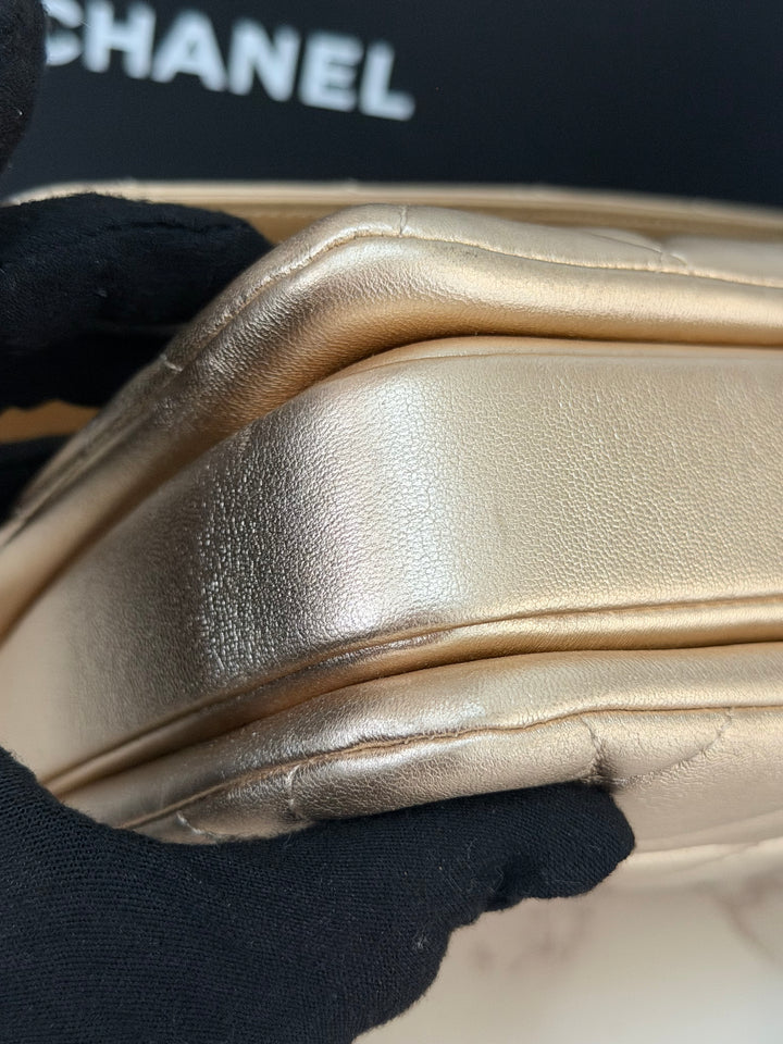 CHANEL series 30 Metallic Gold Lambskin LGHW Trendy CC top Handle Bag with non detachable Strap size SMALL 2020